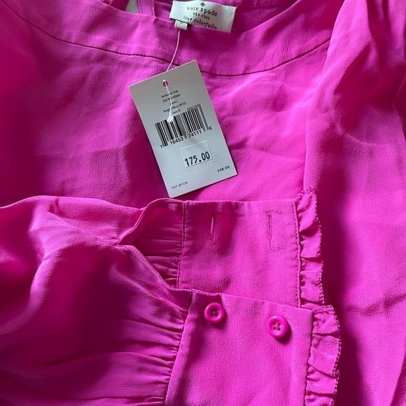 New - Kate Spade 💯% silk fuchsia Bronson boat neck blouse - Picture 6 of 7